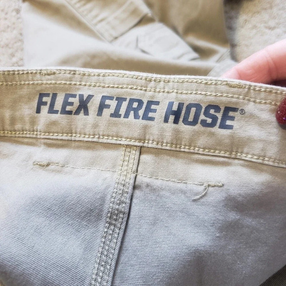 Duluth Trading Co Flex Fire Hose 5-pocket Mens Pants TAN 48x32 READ Relaxed Fit - Picture 6 of 11
